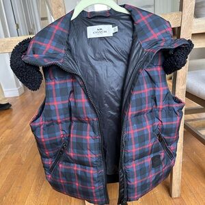 Coach Riley Plaid Puffer Vest